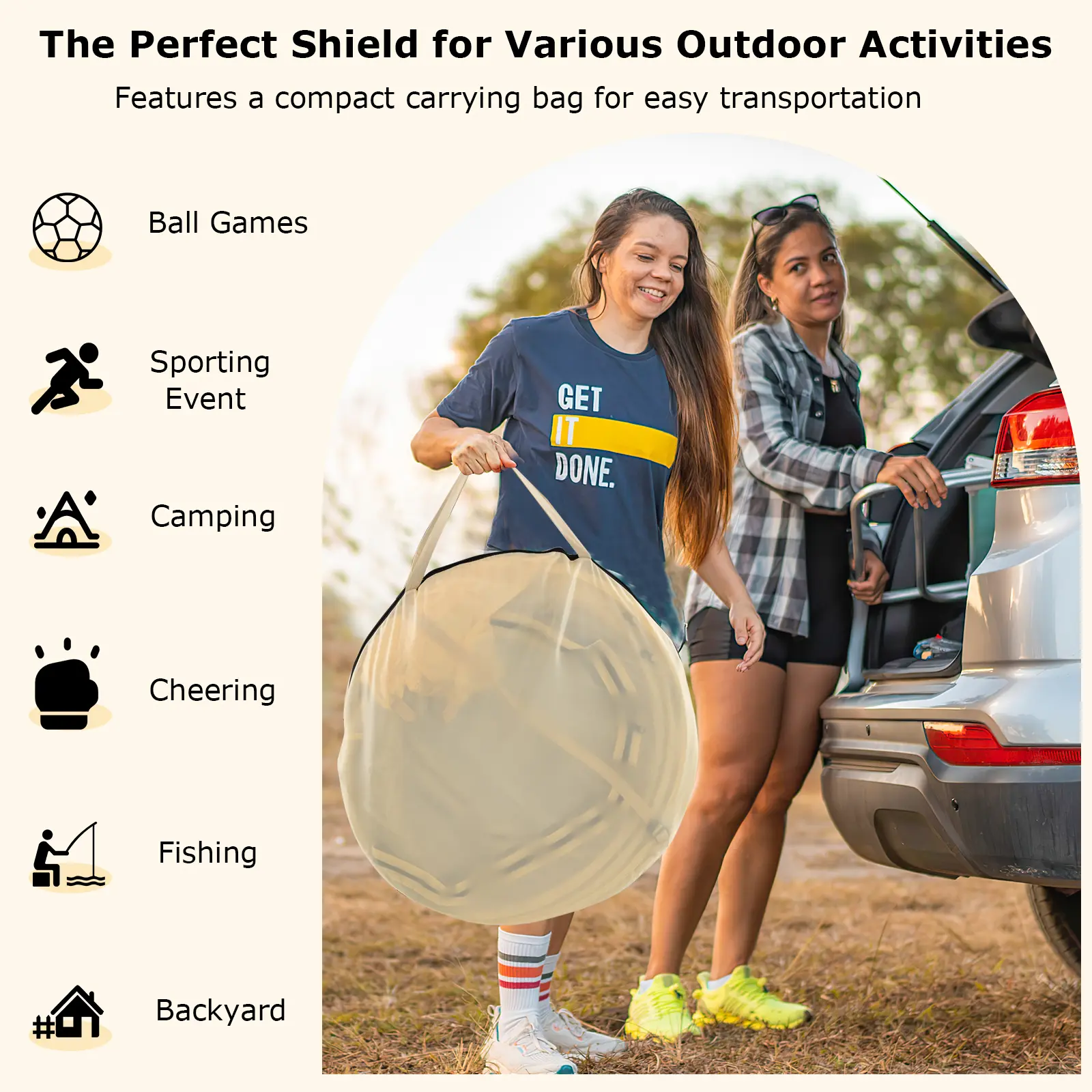 COSTWAY - Instant Pop up Sports Tent with Carrying Bag and Floor Mat for 1-2/5-6 People-M