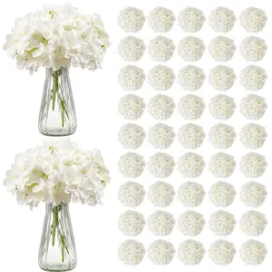 VEVOR Artificial Flowers, 105 pcs Real Looking White Silk Fake Hydrangea Bulk, White Faux Bridal Shower with Stems for DIY Wedding Bouquets, Home Centerpieces Arrangements, Party Tables Decorations