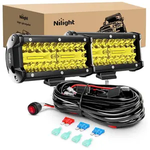 Nilight Led Light Bar 2PCS 6.5 Inch Amber 120W Spot Flood Combo 12000LM Waterproof Triple Rows Off Road Fog Lights with 16AWG Wiring Harness Car Accessories  dealsforyoudays