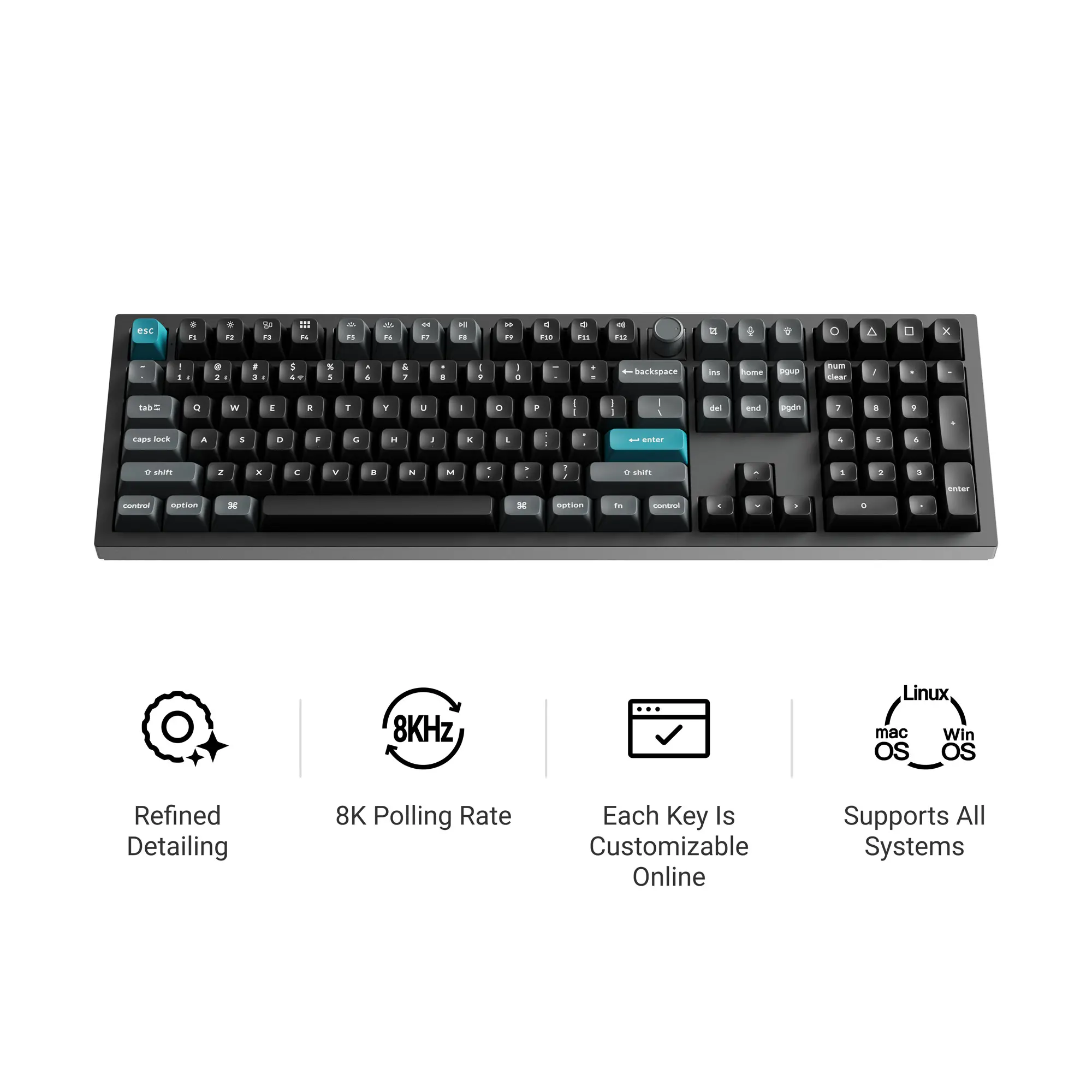 Keychron Q6 Ultra 8K Wireless Custom Mechanical Keyboard, Ultimate Endgame Full Aluminum 100%, Tri-Mode BT/2.4G/USB-C, Dual 8000Hz, ZMK, 660h Battery, Hot-Swap, Mac/Windows Compatible, Pro Gaming