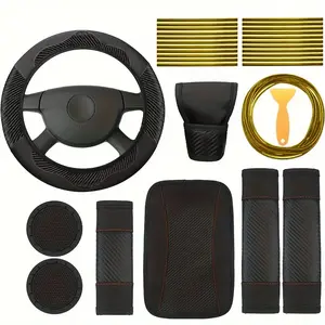 30 piece set of automotive carbon fiber pattern PU leather interior kit, a must-have for stylish interiors, to upgrade your car and lead the trend of interior design