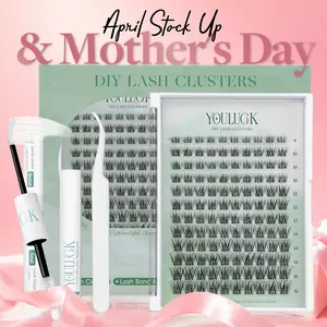 YOULUCK Natural Lash Clusters Kit with Ultra-Thin Band Bond & Seal Long-Lasting Individual Lashes for Girls Makeup Kit Waterproof & Lightweight