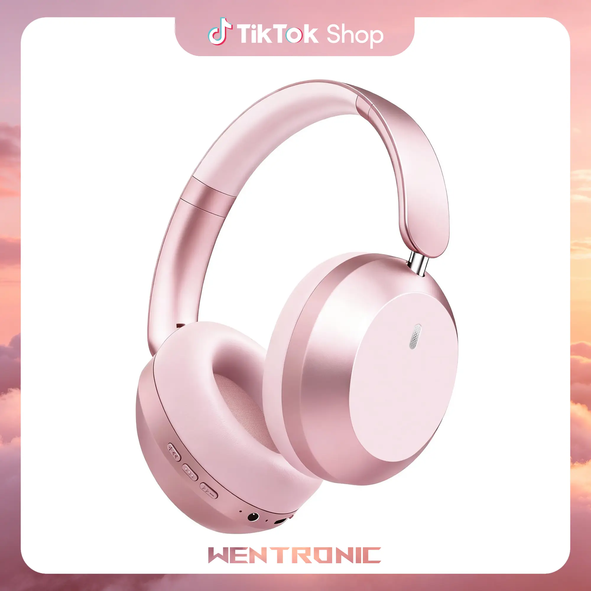 WENTRONIC Y05 Over-Ear Wireless Headphones with Leather Ear Cushions - Wired 3.5mm Cable Option, 48H Playtime, Hi-Fi Immersive Stereo Audio, Foldable, Soft, Fast Type-C Charging, Volume Control, Travel-Friendly Computer Headset