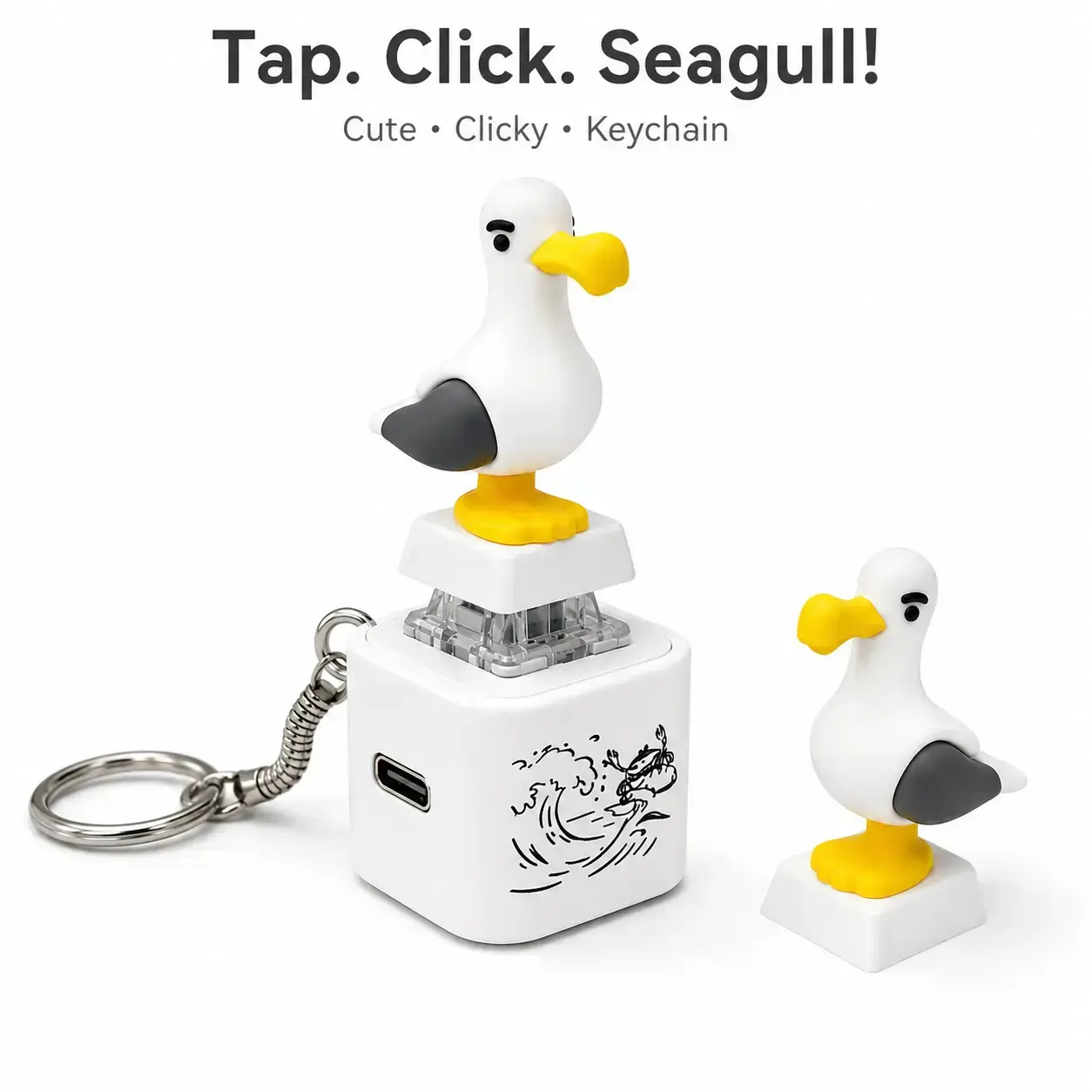 Cute "MINE!" Seagull Keychain with Authentic Sound Effects and LED Light - Bag/Key Attachment Fashion Accessory, Interactive Gift for Friends