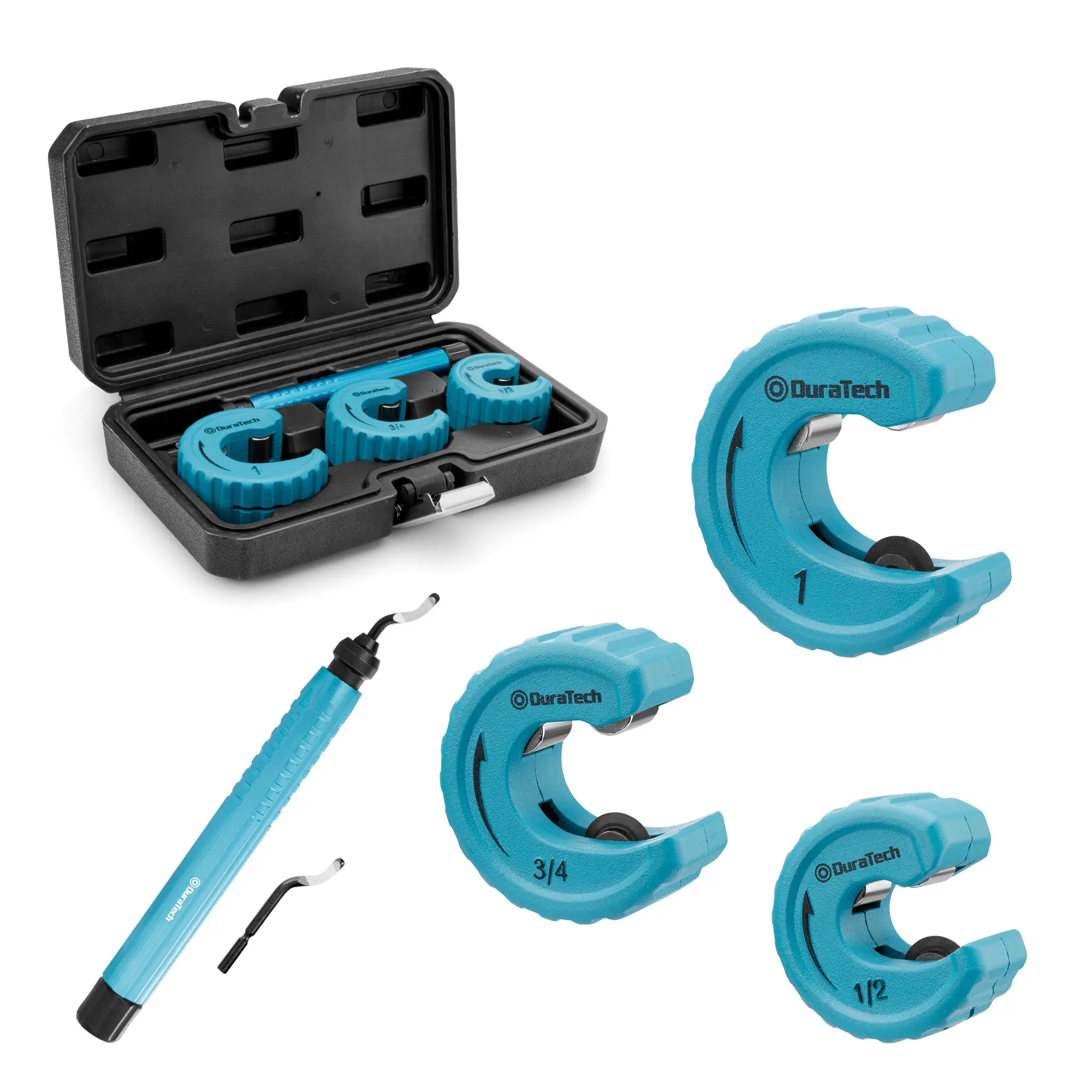 #fathersdaygift DURATECH 4-Piece Copper Tubing Cutter Set, Pipe Cutter Tool, Includes 1/2", 3/4",1" Tube Cutters, 1 Deburring Tool with Storage Case