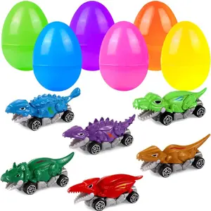 6PCS Prefilled Easter Eggs with Metal Dinosaur Car Toys – Vehicles Set for Kids Boys & Girls, Easter Basket Stuffers, Party Favors, Egg Hunt Fillers & Easter Gift