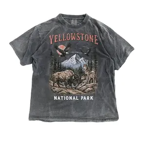 Yellowstone National Park Vintage 90s Stlye T-Shirt, Wildlife Graphic Tee with Bison Wolves Eagles, 90s Hiking Nature Shirt, Comfort Colors