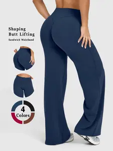 Kabuer Women's High-Waist Stretch Wide Leg Gym Workout Leggings, Female Solid Color All-Season Casual Activewear Bottoms,summervibes