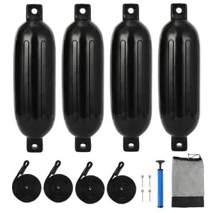 4-Pack Boat Fenders with Ropes, Air Pump, and Storage Bag, Dock Bumpers for 4.5"/5.5"/6.5"/8.5" Boat Fenders Boats, Fishing Boats, Yachts – Durable Boat Dock Protection Accessories