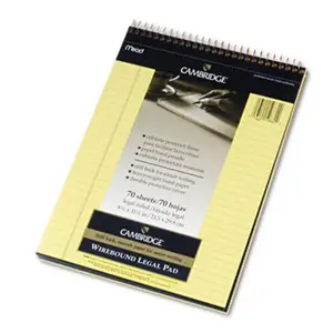 212 MAIN Premium Wirebound Legal Pad, Stationery Office Supplies, Legal Ruled, Letter Size, Canary Color, 70 Tear-Out Sheets per Pad
