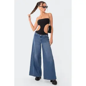 Vivie Ribbed Cut Out Bodysuit