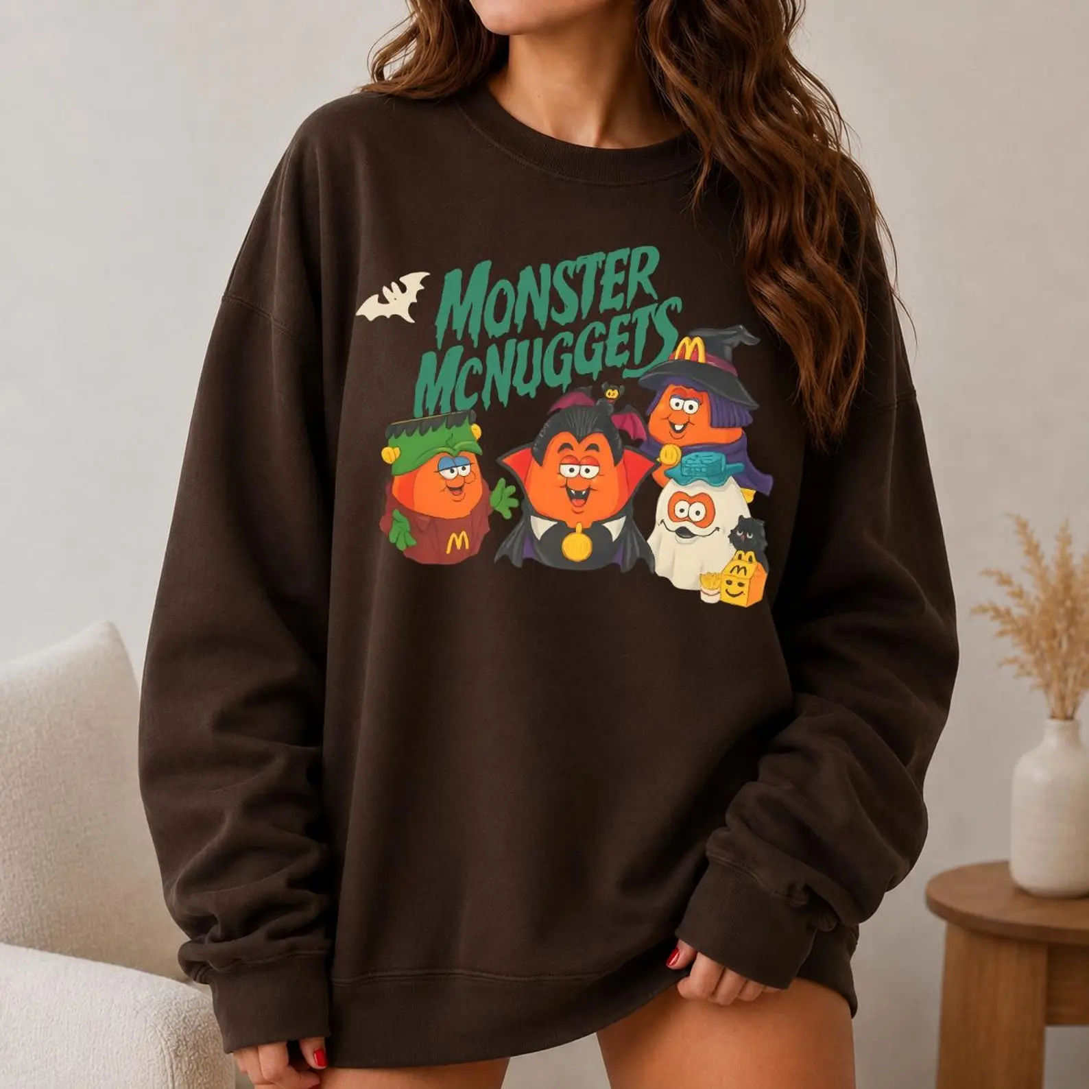 Retro Monster Nuggets Sweatshirt, Spooky Nuggets Meal Bucket Halloween Shirt