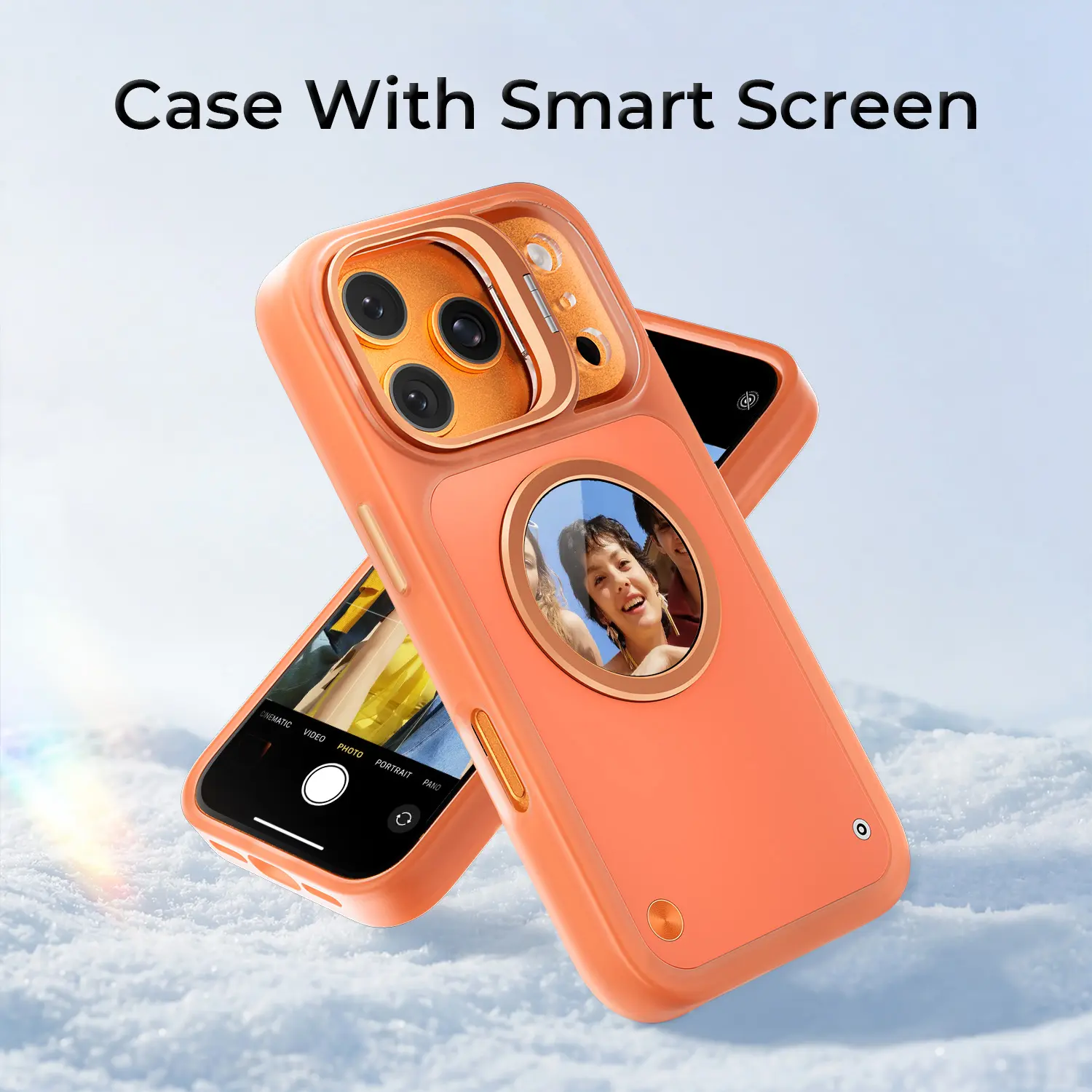 Smart Phone Case with 1.52 Inch HD Smart Window,  Rear Camera Preview, Call Message Alert, Music Control, mobile phone holder, Unique Practical Gadget Gift