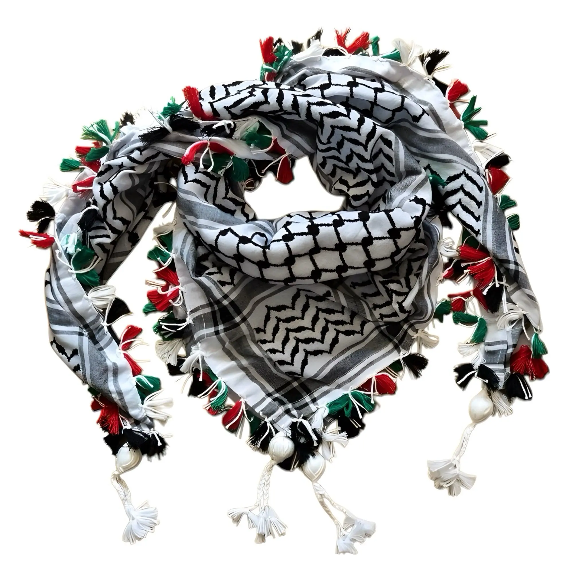 Heritage Threads Keffiyeh –Palestine Tassels- 100% Cotton, Handmade