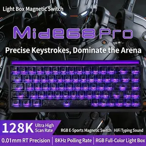 Mide68pro Magnetic Gaming Keyboard, Mechanical Wired for Pro Gaming, 0.01mm Rapid Trigger, 8000hz Socd/rs, 0.125ms Response Time, 128k Rate, Hifi Typing Sound, RGB Gaming Keyboard, Rgb Lighting Keyboard
