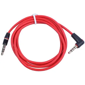 3.5mm (1/8 inch) Male-to-Male 4-Pole Plastic AUX Audio Cord Cable, Headset & Mobile Accessories for Car Audio Recording (Red)