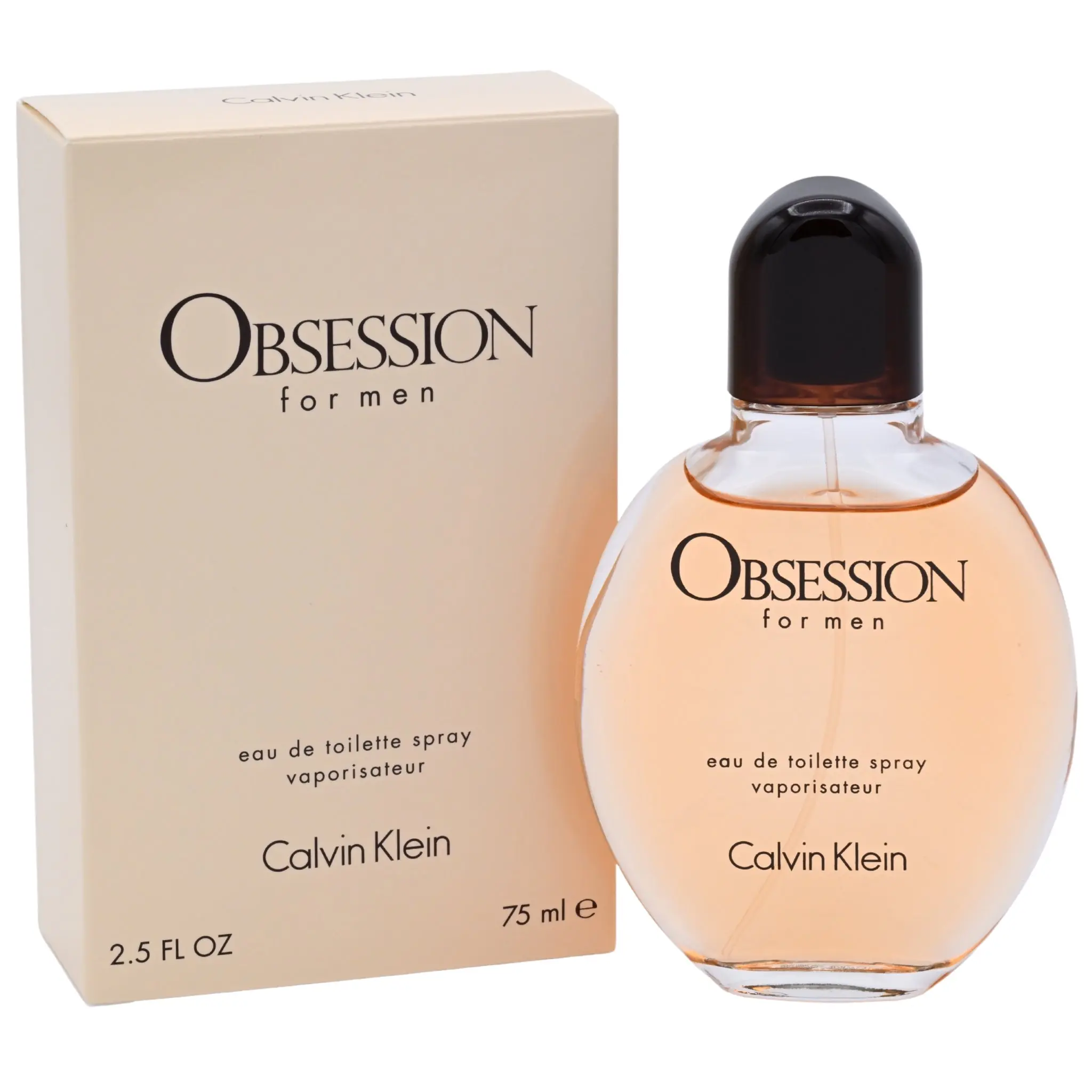 Calvin Klein Obsession for Men Eau de Toilette - Bold Citrus Spicy Fragrance with Mandarin & Amber, Citrus Woody Musk Aromatic Oriental Body Scent, 2.5 fl oz (2 to 2.9 fl oz Range), Unique Gifts for Man, Men's Cologne