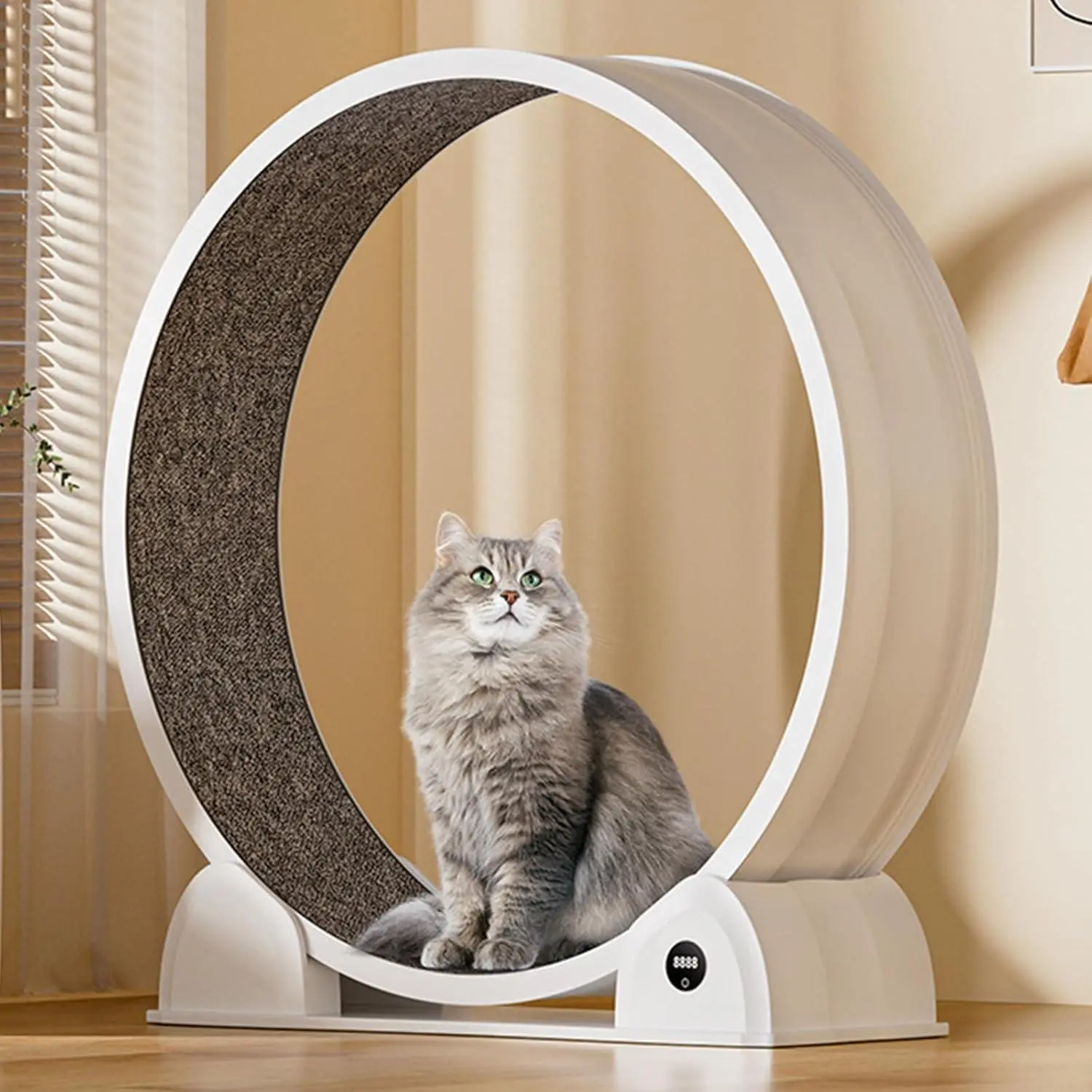 Cat Exercise Wheel 45 Inch Quiet Cats Treadmill with Pedometer Running Wheel with Detachable Carpeted Runway for Most Pets Weight Loss and Health