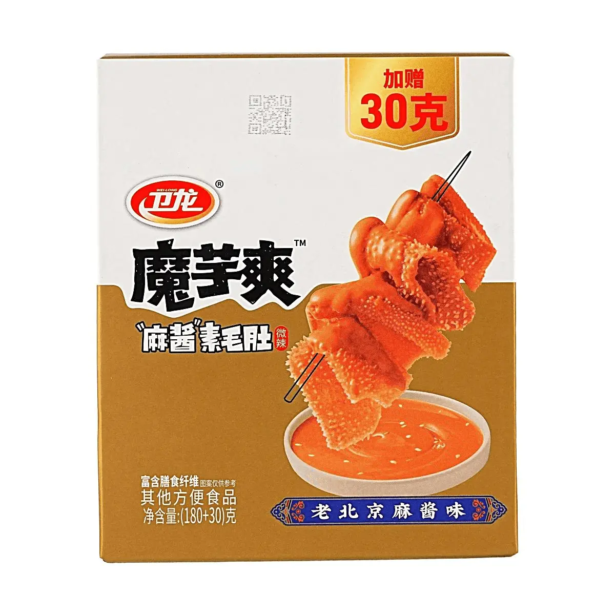 WEILONG Konjac Jelly Snack - Old Beijing Sesame Paste Flavor (210g) | Low Calorie, Healthy Snack for Binge Watching