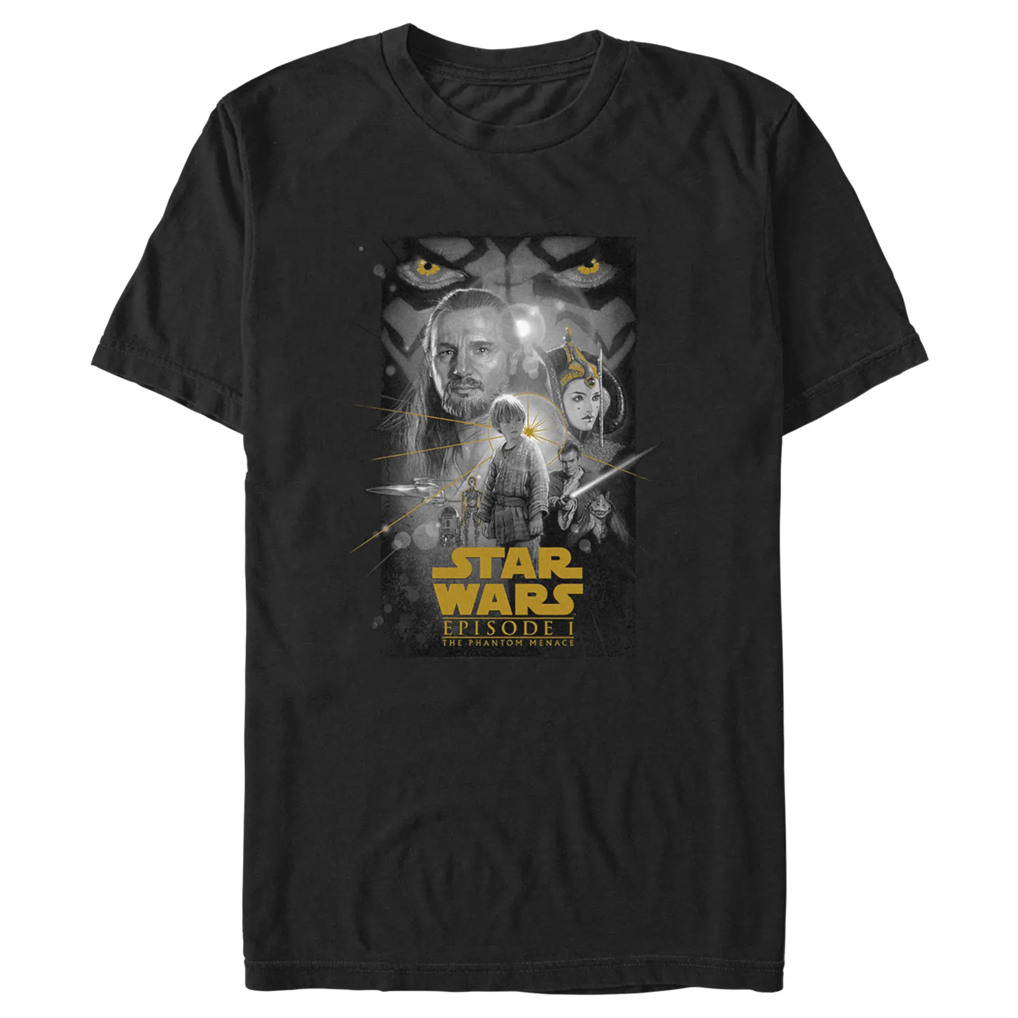 Men's Star Wars: The Phantom Menace Black and White Episode One Poster T-Shirt