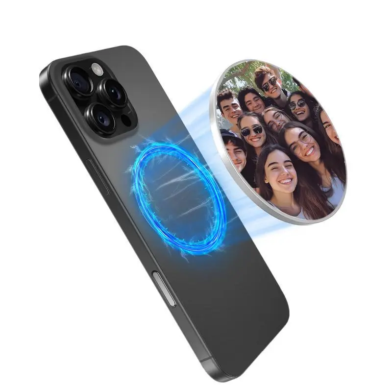 Acrylic Magnetic Selfie Mirror for iPhone - Ultra-Slim Convex Wide-Angle Back Camera Accessory, Travel-Ready Cellphone Videography Tech Accessory, Portable Travel Gadget for Mobile Smartphones, Travel Gadgets