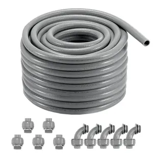 VEVOR 3/4 - Inch (100FT) Flexible Electrical Conduit, PVC Liquid - Tight Conduit Non - Metallic with 5 Straight and 5 90 - Degree Fittings, for Air Conditioning Motor Controller Pump, IP65VEVOR Super Brand Day