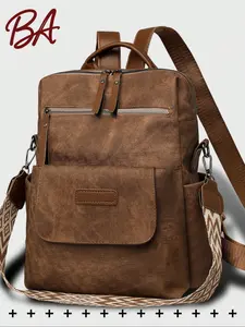 Anti-Theft Retro Pu Soft Leather Backpack Women Purse, Multi-Functional And Stylish Daily Bag, Multi-Pocket Lightweight Travel Bag, Large Capacity Simple School Bag, Convenient Book Bag, Suitable For Students, Nurses, Teachers, Business People, Travel And