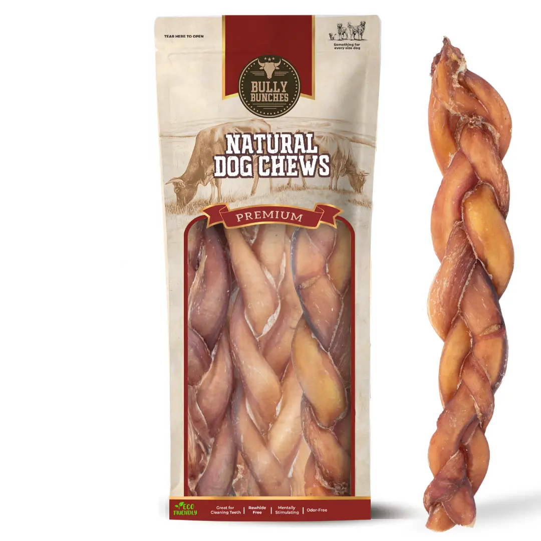12 Inch Monster Braided Bully Stick Single Ingredient, Natural Chews for Dogs