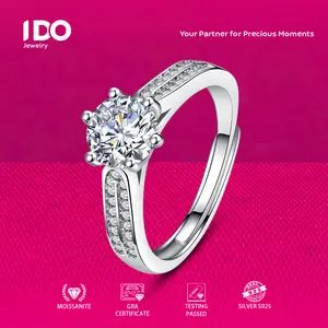 [Live Sale] R06 Silver Sterling S925 Moissanite Six Prong Ring I DO Jewelry Women Accessories Elegant Beautiful Luxury Adjustable Beautiful and Luxurious No Fade No Rust with 1 Year Guarantee Passed Diamond Selector