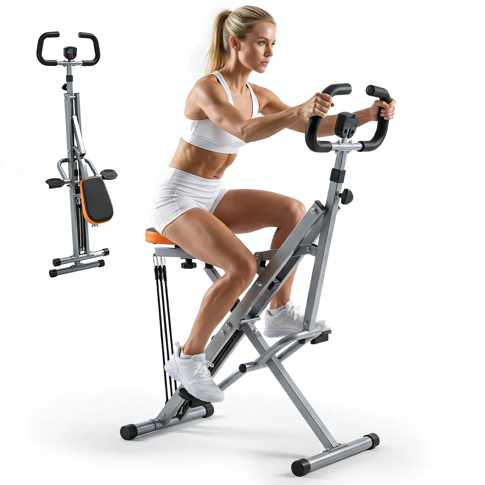 Ergonomic Squat Machine for Women with High-Density Sponge Seat, 330 lbs Capacity Adjustable Resistance Lower Body Trainer, Foldable Home Gym