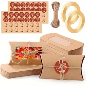 50 Pcs Kraft Paper Boxes, Cookie Candy Cake Gift Boxes, PVC Transparent Window Birthday Gifts Christmas Gifts, Wedding Party Supplies, Cheapest Items, Packaging Boxes, Wedding, Gift Boxes, Wedding Supplies