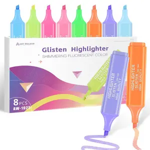 8 Color Flash Highlighter Pen Set, Chisel Tip Markers for Highlighting and Doodling, Ideal for Office and Study Use