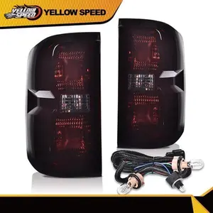 Tail Lights Fit For 2014-2019 Silverado Smoke Rear Brake Lamp W/ Wiring Harness