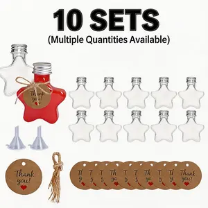 Star Wedding Party Decoration Candy Bottle Set, 10/20 Pieces with Thank Card Tags Ribbon, Holiday Favors Creative Packaging