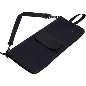 Drum Stick Bag with an External Pocket, Standard Nylon Stick Bag with a Carry Handle and Floor Tom Hooks, Inside 4 Slots Holds up to 12 Pairs of Drumsticks,Water Resistant Nylon