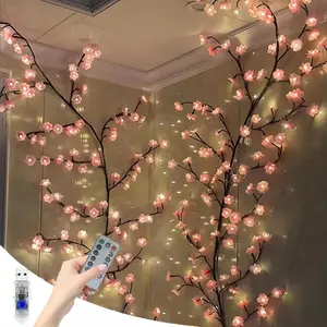 LED Tree Branch Lights for Wall Lights with Remote and 8 Lighting Modes Cherry Blossom Garland Willow Vine Light for Bedroom Indoor Wall Wedding Christmas Decor