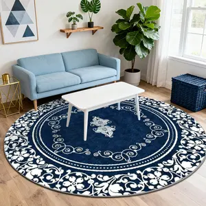 Velvet round patterned printed carpet that is soft and comfortable, suitable for multiple scenarios, available in various sizes, and non-shedding, Round Floral Rug