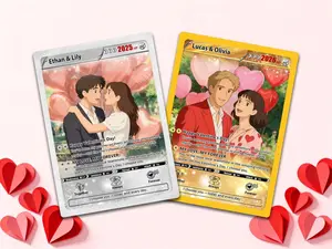 Personalized Pokemon Valentine’s Day Card, Custom Anime Photo Card, Valentine Gift, Game Couple Card, Gift for Game Couples,Gift for Him/Her