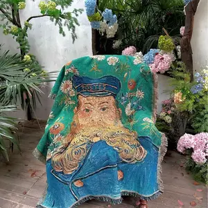 Van Gogh'S Postman Joseph,Art Tapestry,Oil Painting Style Sofa Blanket,Outdoor Blanket Portable Thick Picnic Blanket Cover Blanket Bed Blanket Sofa Blanket Camping Blanket Beach Blanket,Outdoor Decoration Suitable For Photography Leisure Blanket