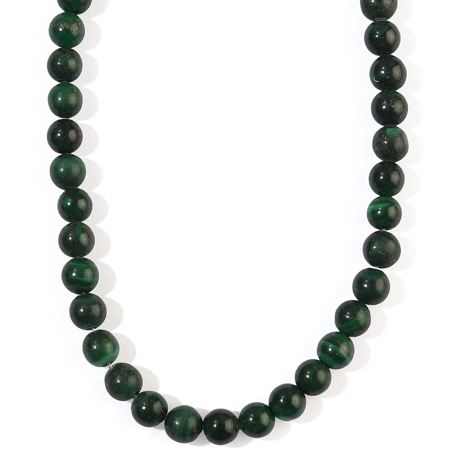 African Malachite Round Beaded Necklace (16 Inches) 105.70 ctw