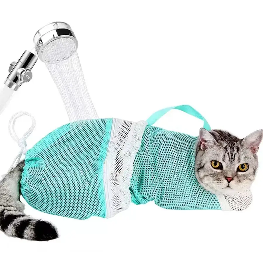 Cat Bathing Tool Set Scratch-Resistant Cat Wash Bag Cat Bathing Bag Cat Cleaning Tool Scratch-Proof & Bite-Resistant Multi-Purpose Secure Cat Bag