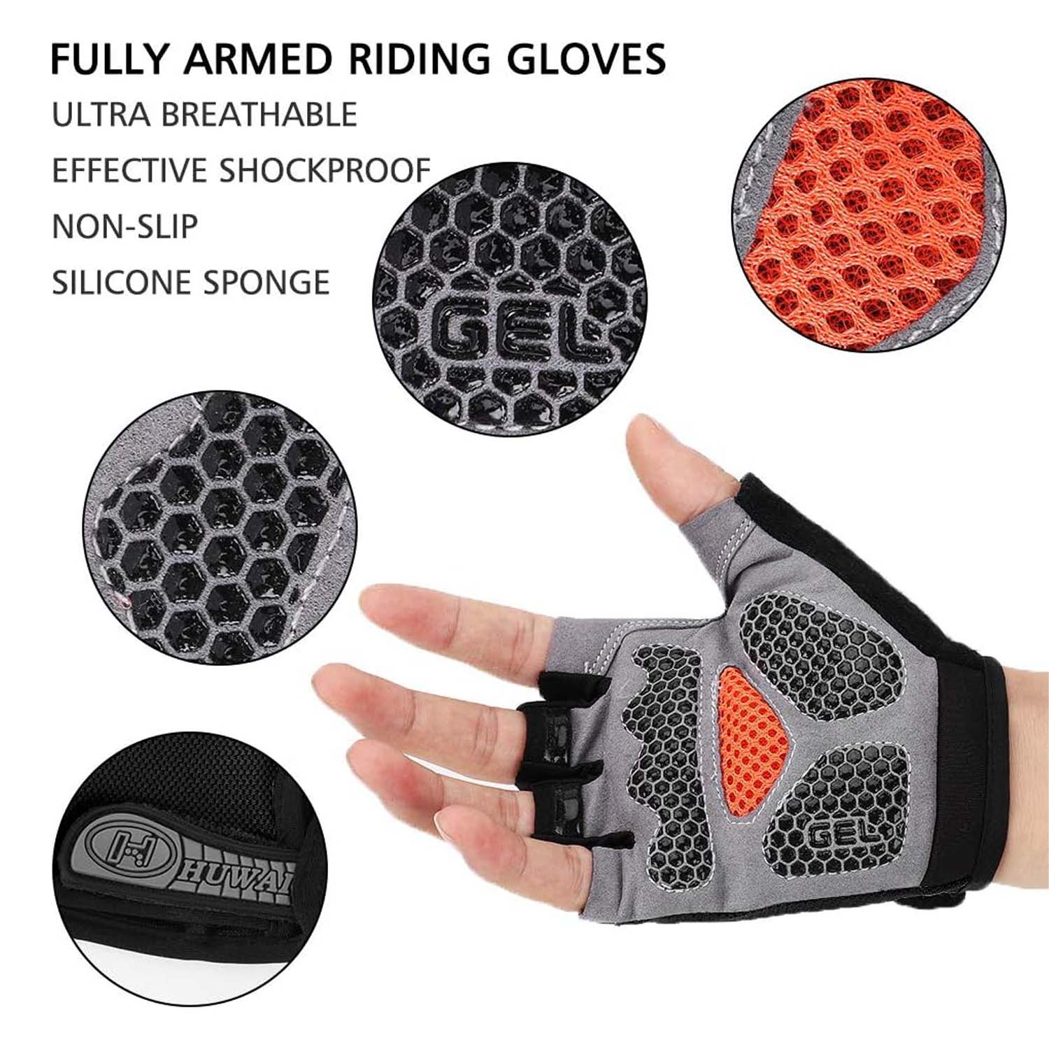 Accmor Cycling Gloves for Men Women, Half Finger Bike Gloves, Anti-Slip Shock-Absorbing Breathable Gloves for Road Bike MTB, Fitness and Outdoor Sports