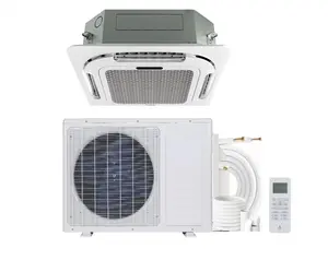 24000 BTU Ceiling Cassette Mini Split AC, 8-way 360° Airflow, Remote Controller, Ductless Cooling&Heating Ceiling Air Conditioner, 208/230V, 25ft Kit