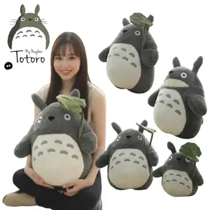 Cartoon Fluffy Lotus Leaf Totoro Plush Toy Stuffed Figure Totoro Doll Cuddly Plushies Throw Pillow Sofa Bed Home Decor Xmas Gift