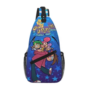 The Fairly Oddparents Sling Bag Full Print Crossbody Chest Pack Water Resistant Sturdy Zipper Lightweight for Daily Carry Travel and Outdoor