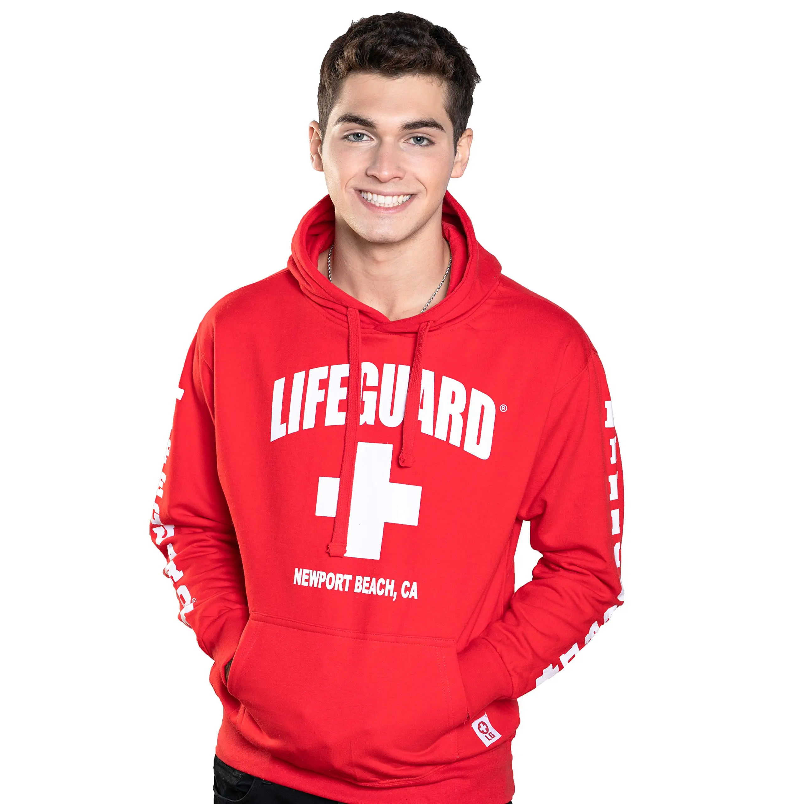 LIFEGUARD Officially Licensed Guys Newport Beach California Printed Pullover Hoodie | Mens Hooded Sweatshirt…