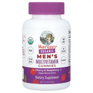 MaryRuth's Organic Men's Multivitamin Gummies, Cherry & Raspberry, 60 Gummies