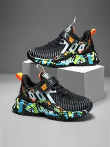 Spring Fall Casual Sports Shoes, Trainer Flyknit Breathable Soft Comfort, Adjustable Velcro Easy Wear, Fashion Versatile Dad Shoes