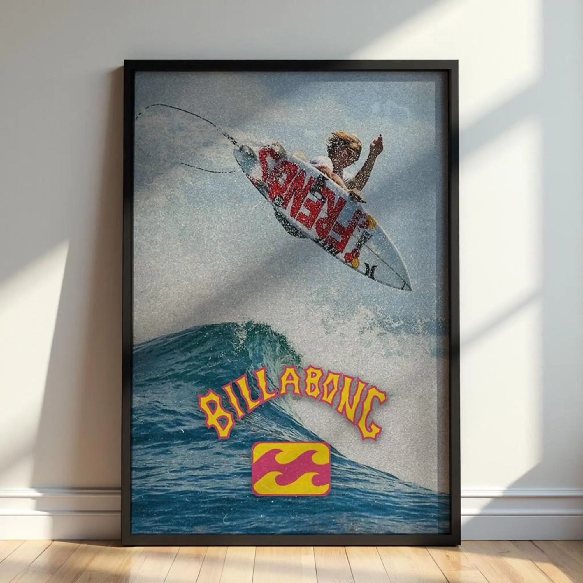 Billabong Surf Poster, Vintage Surfing Wall Art, Ocean Wave Poster, Retro Beach Decor, Surfer Bedroom Gift, Coastal Sports Artwork Wall Print - Unframed