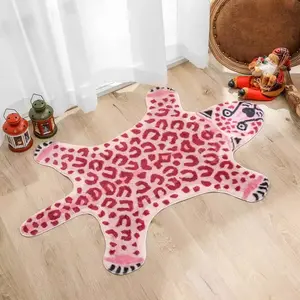 Fashion Creative Leopard Carpet, Cute Cartoon Leopard Print Rug, Animal Print Rug, Soft Comfortable Fluffy Home Decor Mat, Perfect Christmas Gift, Cartoon Pattern Rug, Soft Area Rug